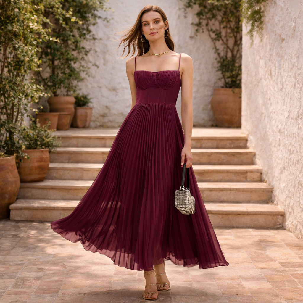 VESTIDO RUBY™ | Movimiento y elegancia en tono vino