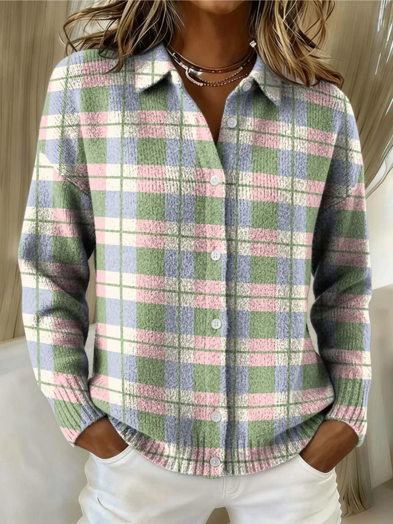 Lena™ – Blusa con Capucha a Cuadros Pastel