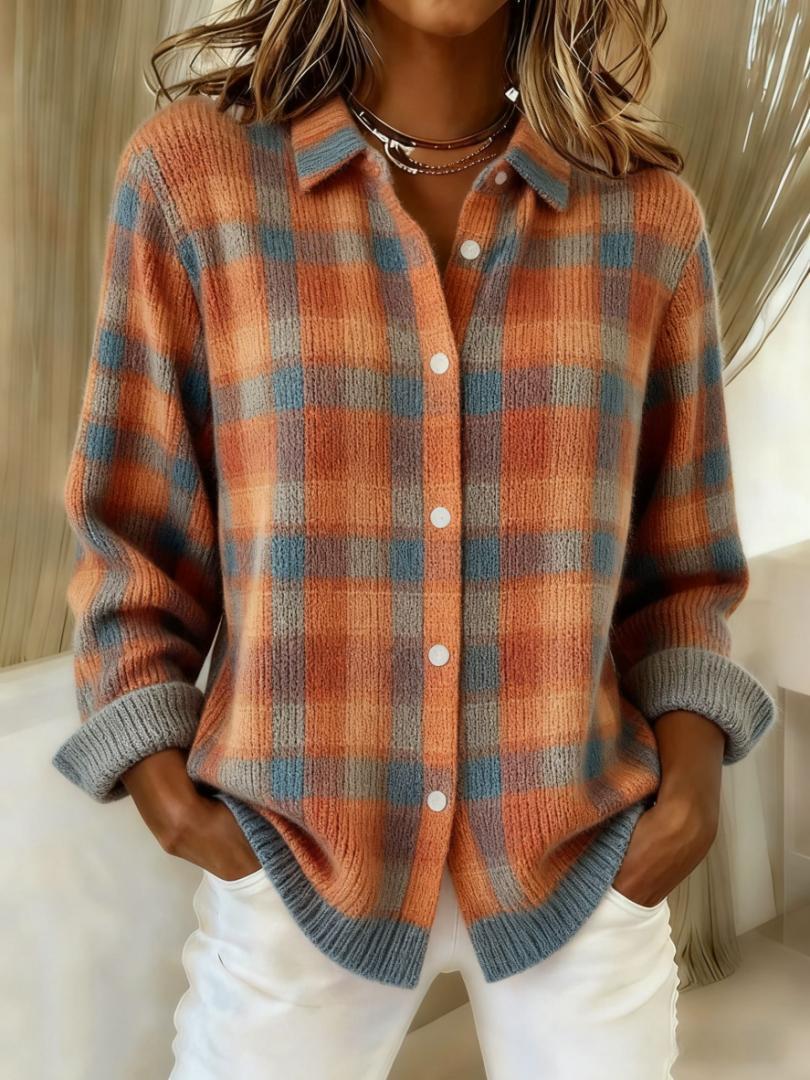 Sofia™ – Blusa a Cuadros Acogedora Elaborada con Tejido Suave de Sudadera